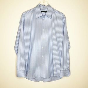 JOHN VARVATOS Blue Striped Button Up‎ Dress Shirt Long Sleeve Mens 41 / 16R